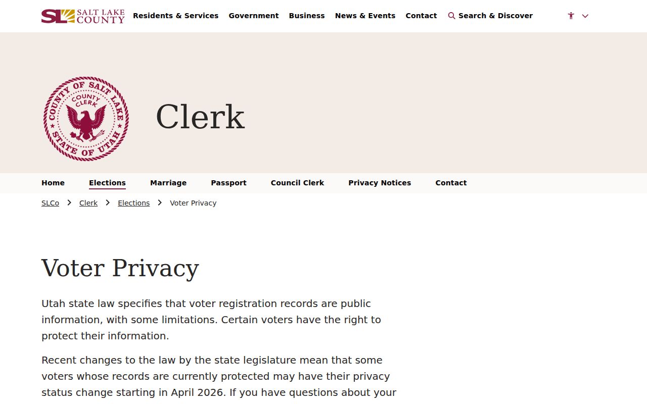 Salt Lake City neighbors voter privacy guidance