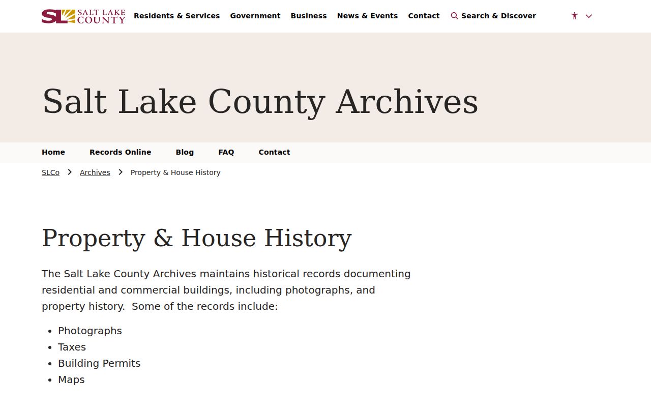 Salt Lake City previous residents house history records