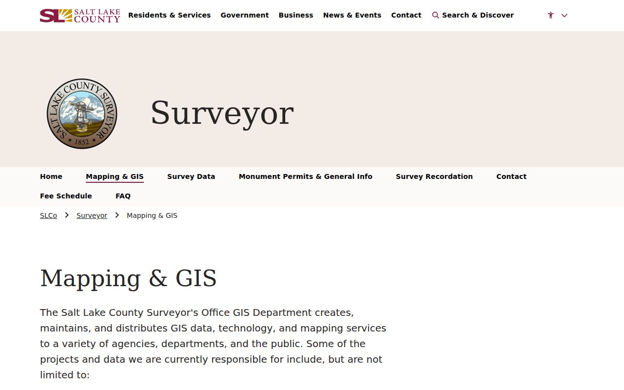 Salt Lake City street directory county mapping and GIS